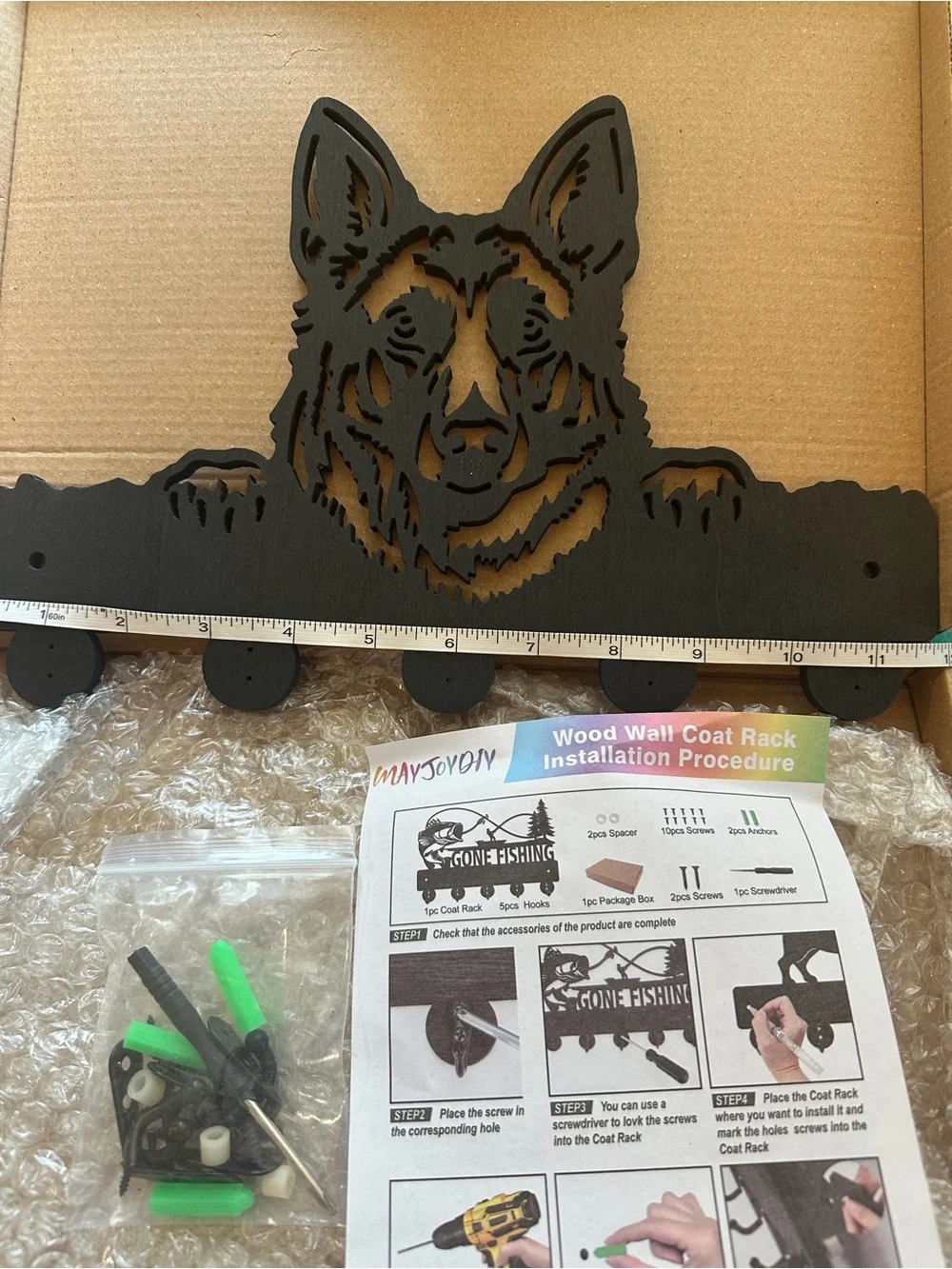 German Shepherd Wall Key Rack in Black